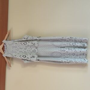 Misguided Light Grey Lace Midi Dress